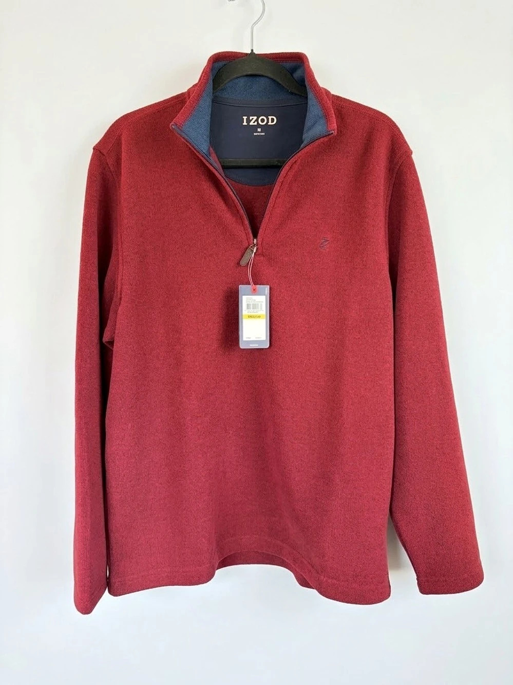 IZOD Spectator Sweat Fleece Quarter-Zip Pullover Quarter-Zip Pullover Red Medium